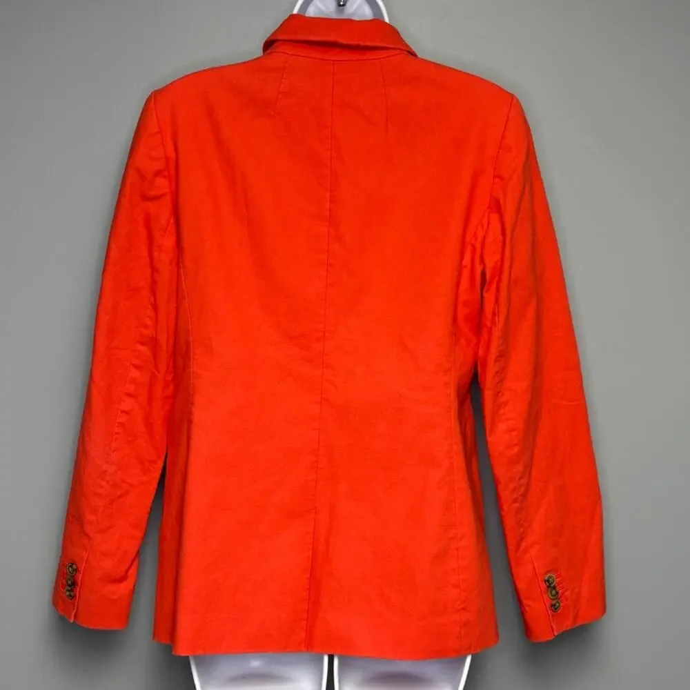 J.Crew Preppy Derby Spring Linen‎ Blend Salmon Coral Womens Blazer Sz 10